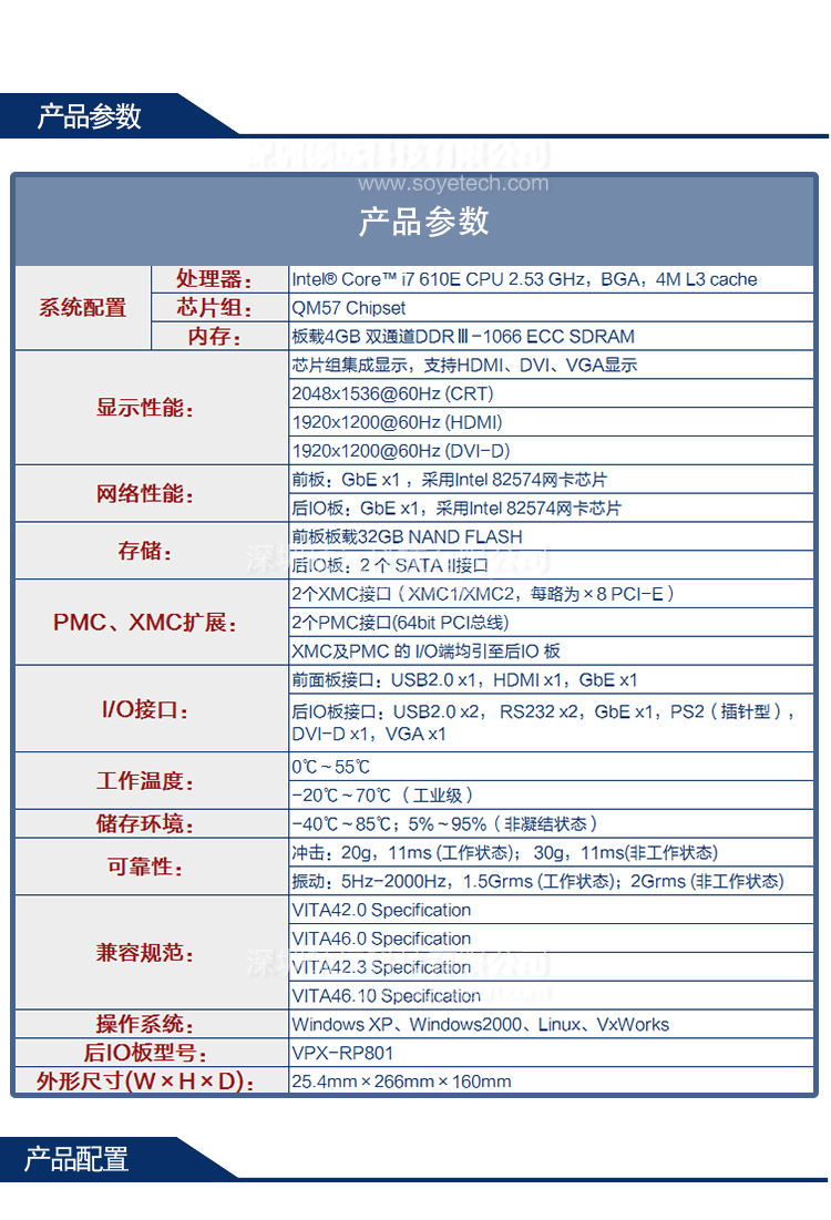 研祥6U VPX INTEL@ CORE I7 1.0INCH 高性能刀片計算機VPX-1811