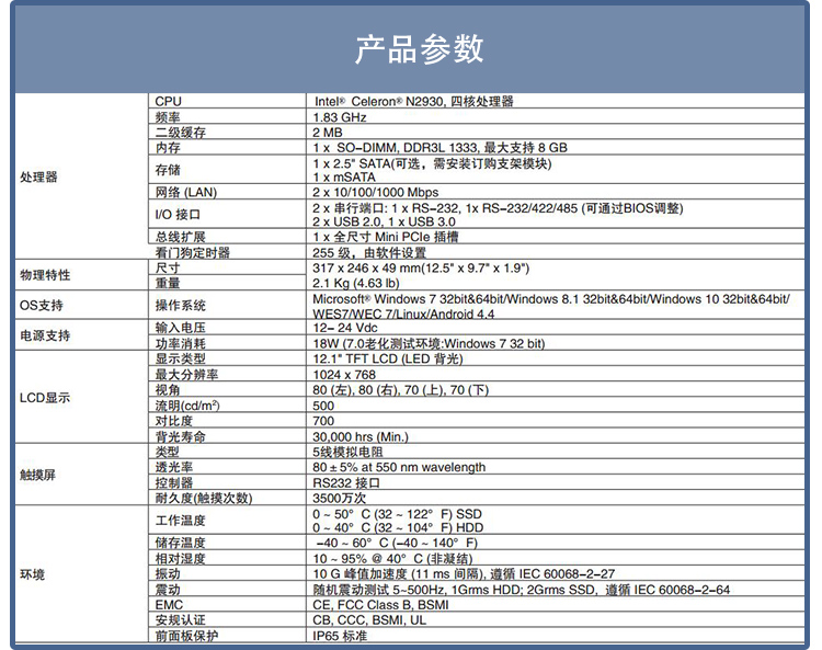 全新研華 嵌入式無風扇工業(yè)平板電腦 無噪音低功耗 PPC-3120S