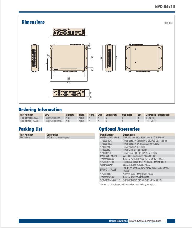 研華EPC-R4710 Rockchip RK3399 嵌入式工控機，