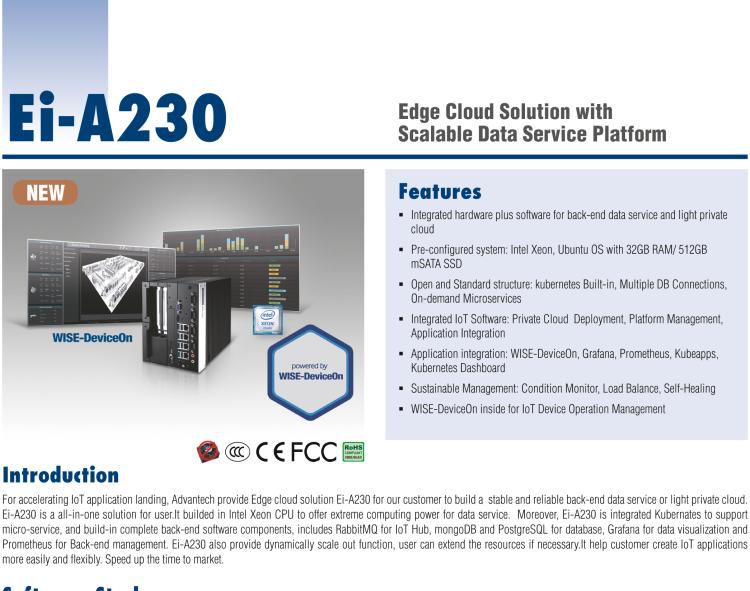 研華EI-A230 研華 EI-A230，邊緣計算系統(tǒng)服務(wù)器，搭載Intel Xeon E3-1275 V6 CPU，32GB RAM，512GB mSATA SSD，1T HDD *2，預(yù)裝Ubuntu 16.04操作系統(tǒng)。