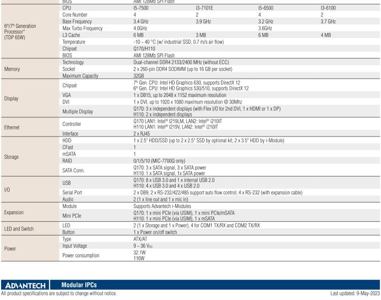 研華MIC-7700 Intel? 第六代/第七代 Core i 臺式機(jī)處理器緊湊型無風(fēng)扇系統(tǒng)