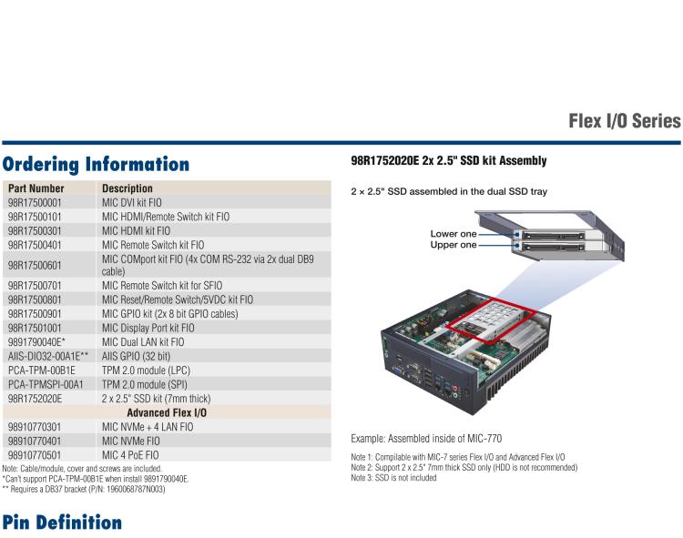 研華98R17500901 Regular Flex I/O for 8 bit GPIO