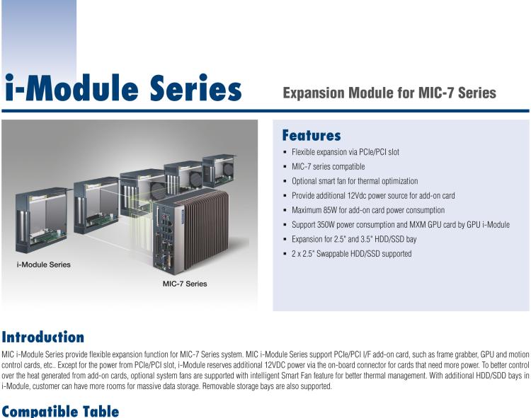 研華MIC-75S20 帶1個PCIe x16、1個PCIe x4、2個2.5" HDD/SSD托架的2插槽擴展i-Module
