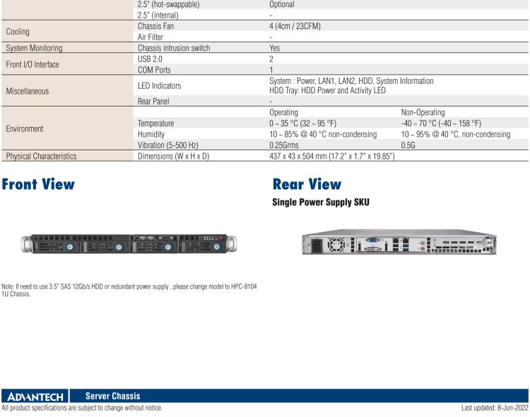 研華HPC-7140 1U 機(jī)架式服務(wù)器機(jī)箱，適用于 MicroATX/ATX 服務(wù)器主板，支持4個(gè)3.5"熱插拔盤位，1個(gè)全長/半長PCI-E x16擴(kuò)展插槽