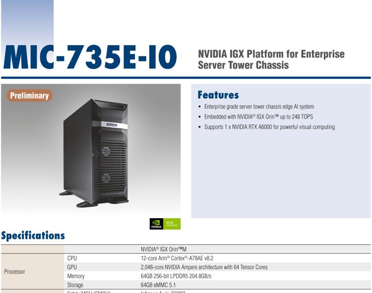 研華MIC-735E-IO AI system based on NVIDIA IGX Orin? for low-latency, network security, and functional safety