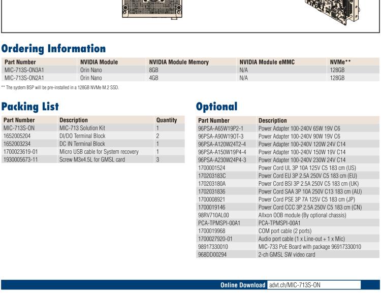 研華MIC-713S-ON AI Solution Kit Based on NVIDIA? Jetson Orin? Nano