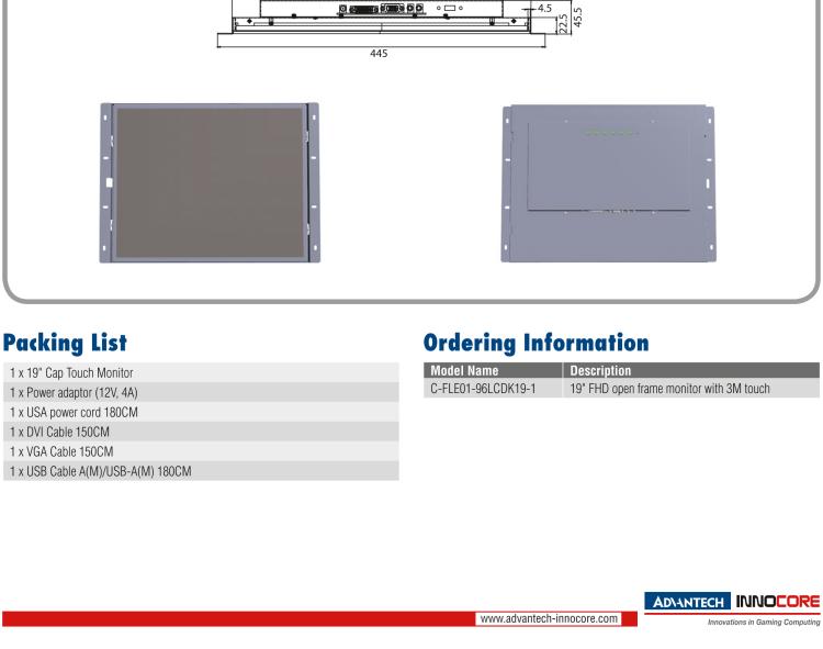 研華96LCDK19-1 19" Open Frame Gaming Monitor