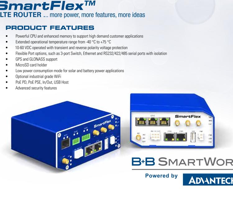 研華BB-SR30309125-SWH LTE 路由器、5E、USB、2I/O、SD、2S、PD、SL、Acc、SmartWorx Hub