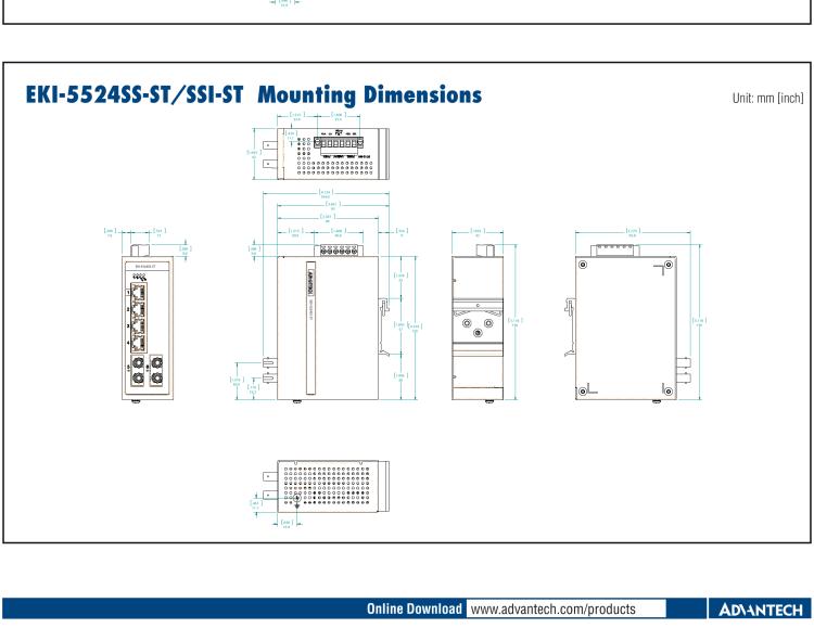 研華EKI-5524SSI 2光4電百兆ProView(組態(tài))系列工業(yè)以太網(wǎng)交換機(包含單模/多模、SC/ST接口)