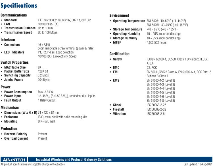 研華EKI-5526I 16百兆端口ProView(組態(tài))系列工業(yè)以太網(wǎng)交換機