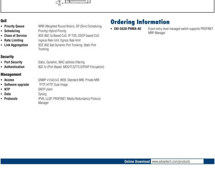 研華EKI-5528-PNMA 8端口支持 PROFINET MRP Master 協(xié)議簡(jiǎn)易網(wǎng)管型工業(yè)交換機(jī)