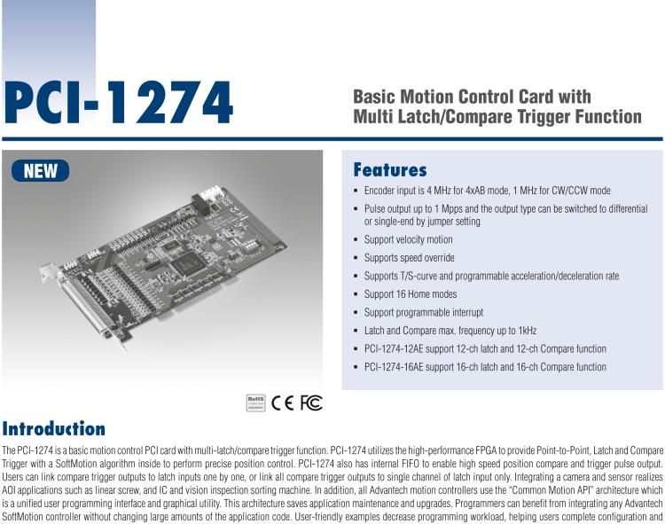 研華PCI-1274 四軸PCI接口DSP架構(gòu)帶比較觸發(fā)功能運(yùn)動控制卡