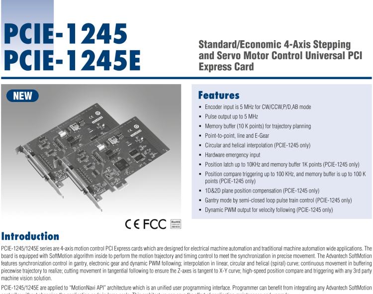 研華PCIE-1245E 通用型經(jīng)濟4軸步進(jìn)和伺服電機控制PCI總線卡