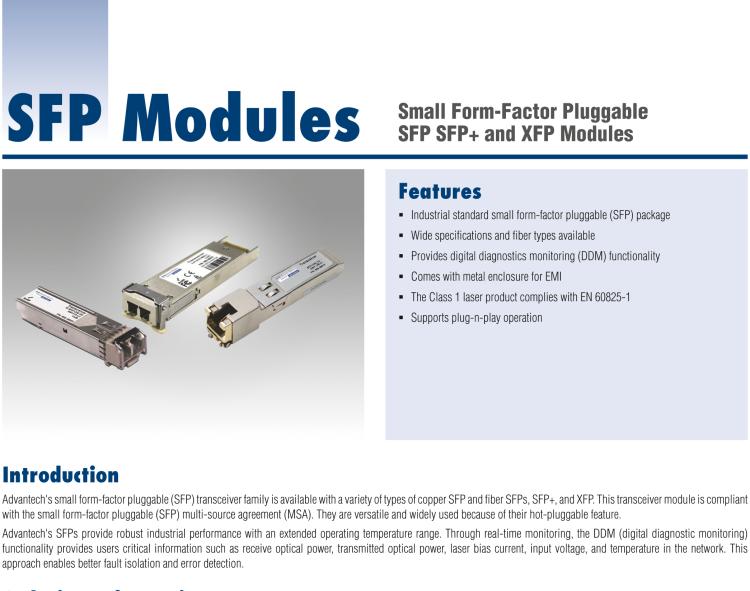 研華SFP-XSM-LC-80K SFP+-10G-ZR, 1550nm, SM, 80km, 0~70oC