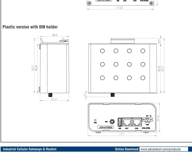 研華ICR-2701WA01 ICR-2700, GLOBAL, 2× ETH, USB, WiFi, Metal, EU Power Supply