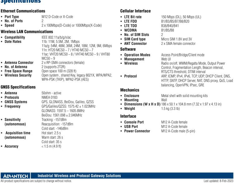 研華EKI-1652WT EN50155 Industrial M12 Wi-Fi/LTE Router