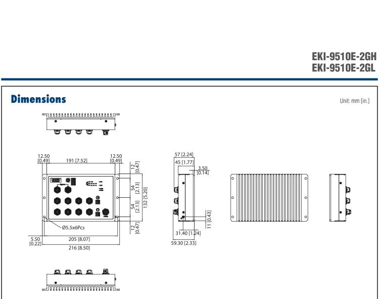 研華EKI-9510E-2GL EN50155 Unmanaged Ethernet Switch with 8FE+2GE bypass, 24-48 VDC