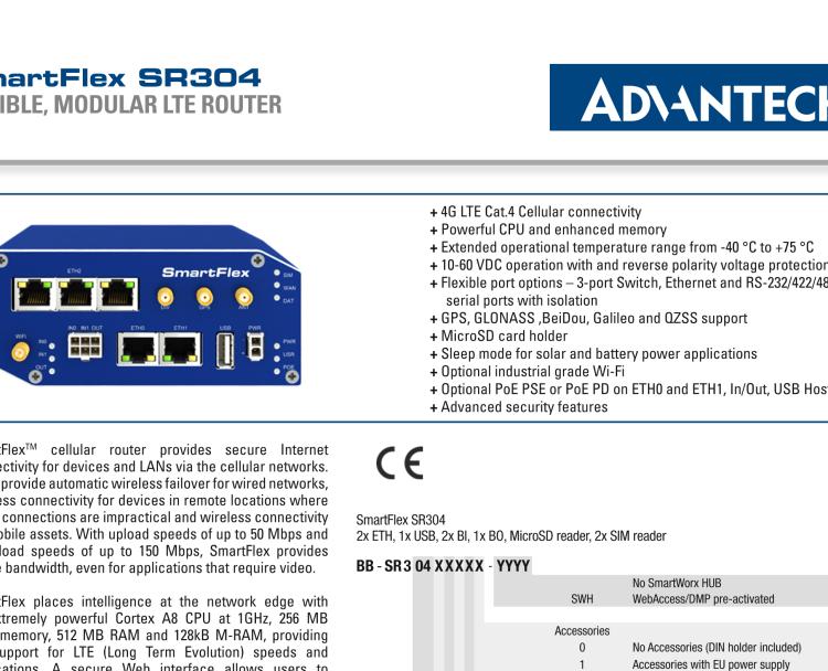 研華BB-SR30408021 SmartFlex, EMEA/LATAM/APAC, 2× ETH, PoE PSE, Metal, ACC EU