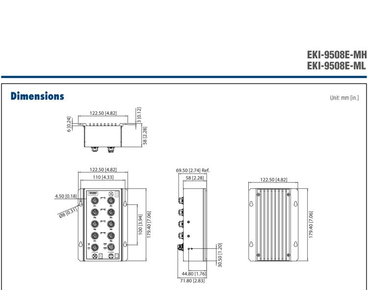 研華EKI-9508E-ML 8個百兆M12端口非網(wǎng)管EN50155交換機(jī)， 支持24/48 VDC電