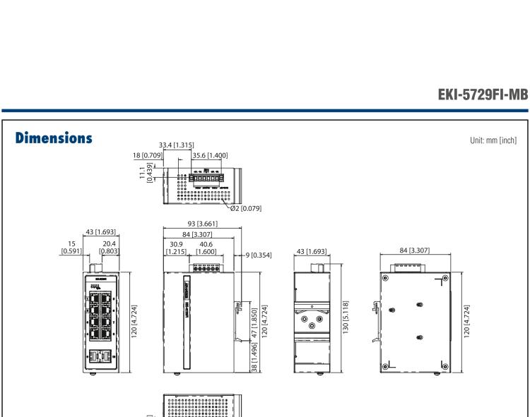 研華EKI-5729FI-MB 8-Port + 2 SFP Entry-Level Managed Switch