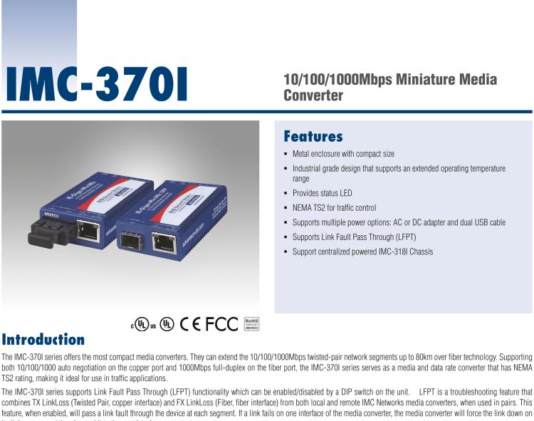 研華IMC-370I-MM-B Mini Hardened Media Converter, 1000Mbps/, Multimode 850nm, LFPT, 550m, SC