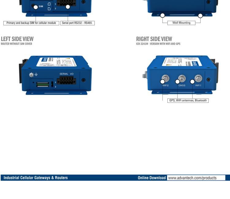 研華ICR-3241W ICR-3200, NAM, 2x Ethernet, 1x RS232, 1x RS485, Wi-Fi, Metal, Without Accessories