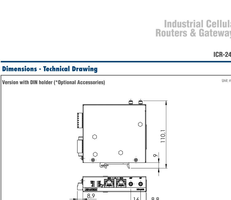 研華ICR-2437 ICR-2400, EMEA, 2x Ethernet , 1x RS232, 1x RS485, Metal, Without Accessories