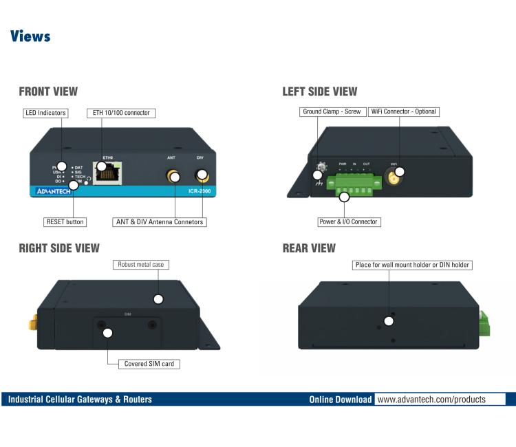 研華ICR-2031 ICR-2000, EMEA, 1x Ethernet, Metal, Without Accessories