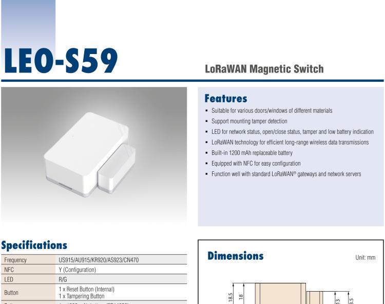 研華LEO-S595-MSG0 LoRaWAN Magnetic Switch