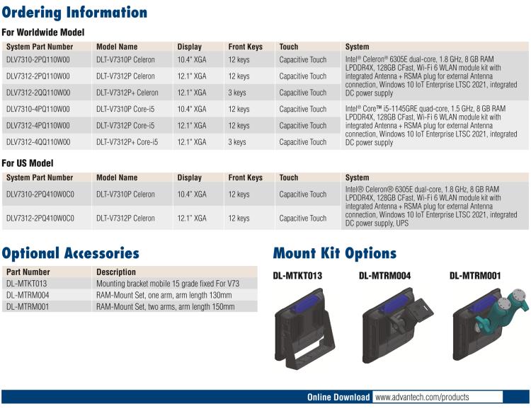 研華DLT-V73 10.4"/12.1" Rugged x86-Based Vehicle Mount Terminal