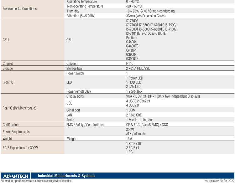 研華EPC-B5505 適配Intel? 第6/7代 Core ? i/Xeon E3系列處理器，搭載H110芯片組。標準4U上架，廣泛適用于各種行業(yè)。