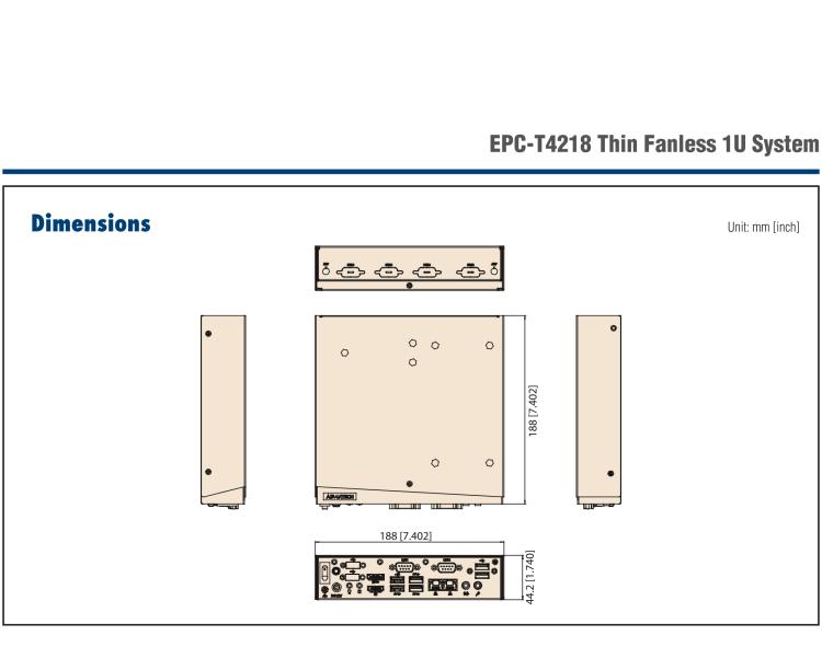 研華EPC-T4218 適配Intel 第8代 賽揚(yáng)/凌動(dòng)系列處理器。1U超薄高度，無風(fēng)扇系統(tǒng)，性能強(qiáng)勁，性價(jià)比高。