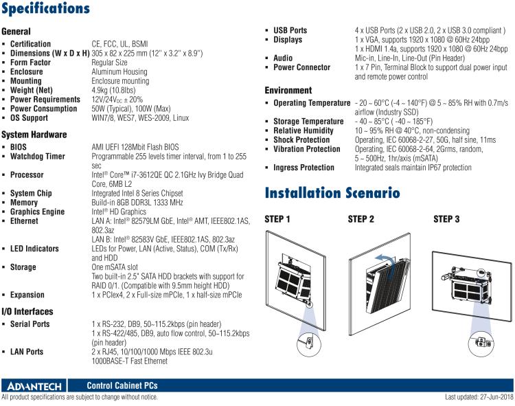 研華UNO-3483G 高效能嵌入式無(wú)風(fēng)扇工業(yè)電腦，搭配 Intel? Core? i7 處理器，2 x GbE, 2 x mPCIe, HDMI/VGA