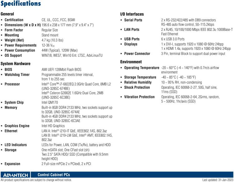 研華UNO-3285C 搭配Intel? Core?處理器，4×PCI(e) 擴(kuò)展槽，2 x GbE, 2 x mPCIe, HDMI, DVI-I