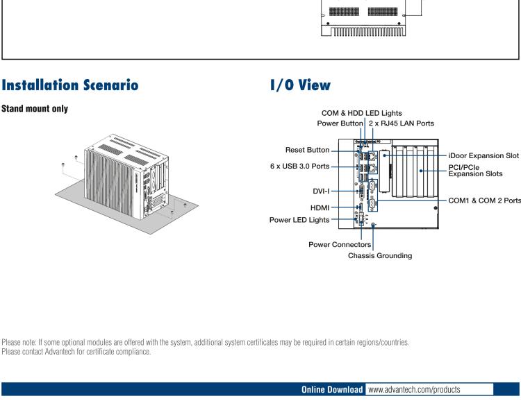 研華UNO-3285C 搭配Intel? Core?處理器，4×PCI(e) 擴(kuò)展槽，2 x GbE, 2 x mPCIe, HDMI, DVI-I