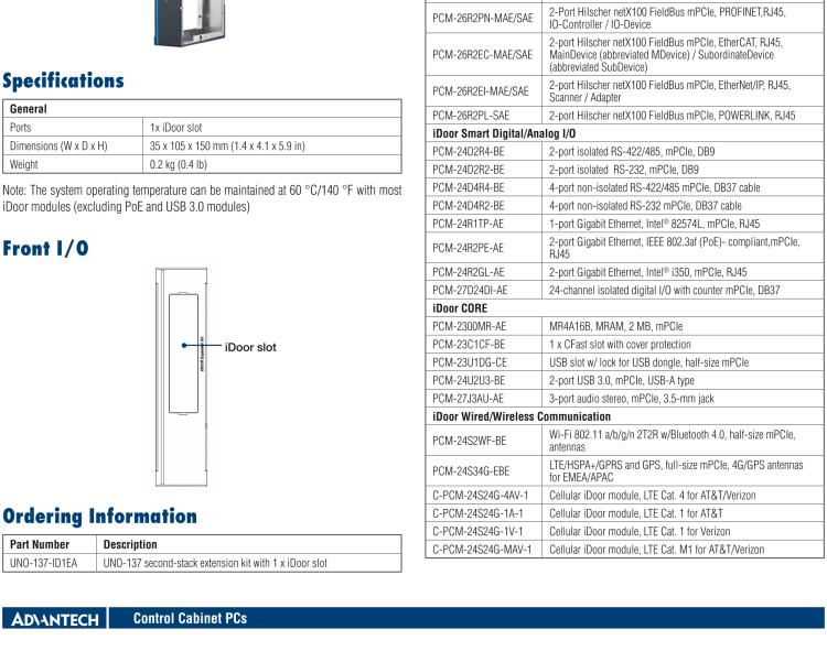 研華UNO-137 DIN導(dǎo)軌控制器，配備Intel?Atom?E3940 CPU、2個LAN、2個COM、3個USB 3.0、1個USB 2.0、2個DP 1.2、8個DI、8個DO、1個M.2、1個mPCIe、TPM 2.0