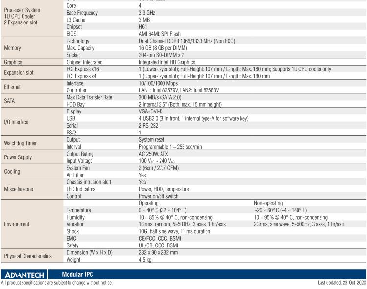 研華AiMC-3200 智能微型工控機，Intel Core i7/i5/i3 CPU,2 擴展槽，250W 80 Plus PSU