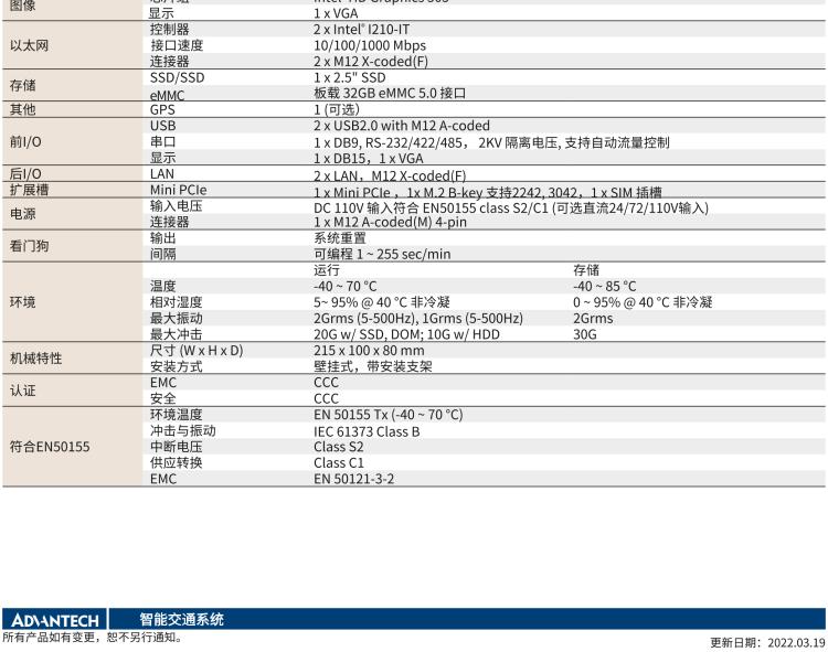 研華ITA-5512 Intel?Atom? E3950 無風扇緊湊型系統(tǒng) 符合EN 50155 鐵路應用產(chǎn)品