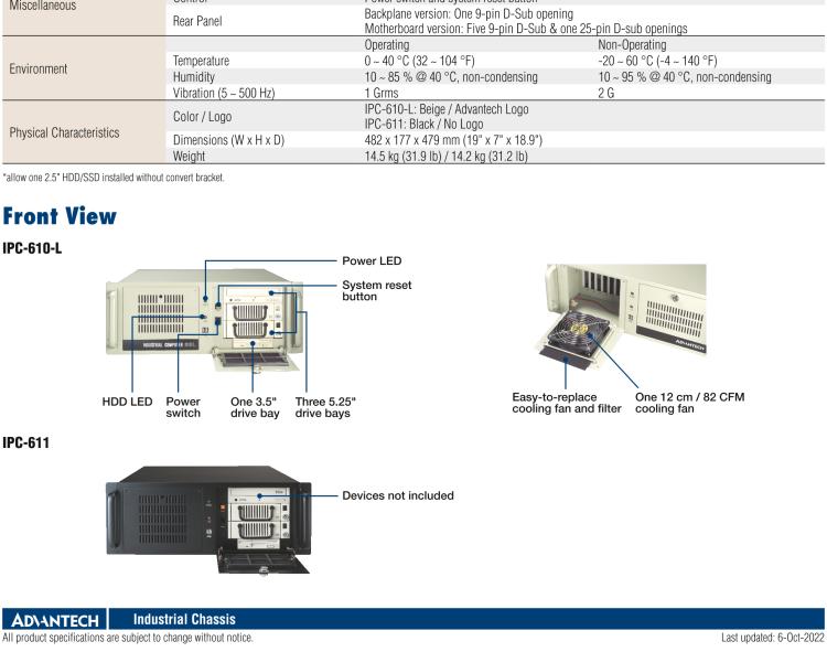 研華IPC-610-L 4U 15槽上架式機(jī)箱，支持前部可訪問(wèn)風(fēng)扇