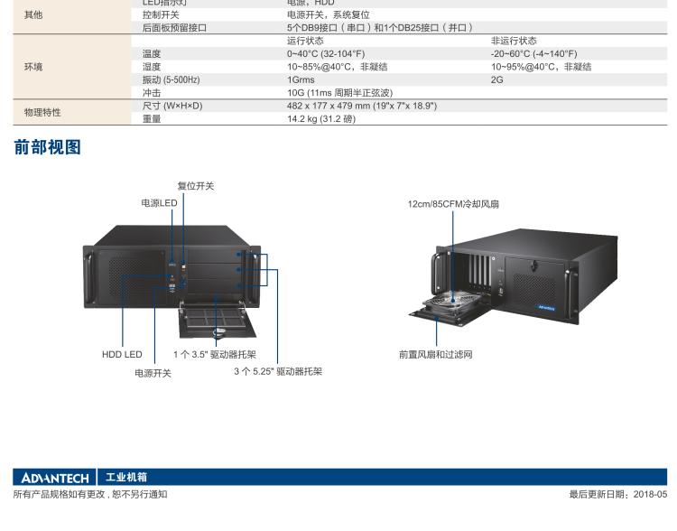 研華IPC-940 經(jīng)典款4U機(jī)架式機(jī)箱，帶前置風(fēng)扇