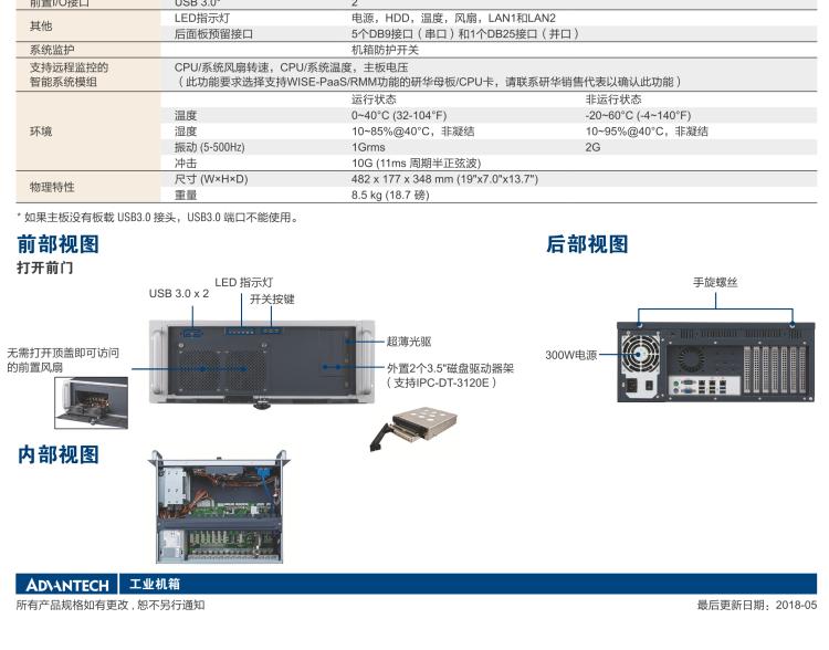 研華IPC-941 348mm深度緊湊型4U機(jī)架式機(jī)箱，支持ATX主板