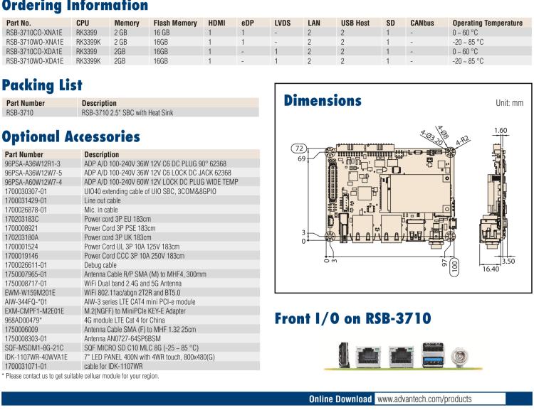 研華RSB-3710 Rockchip RK3399 Cortex-A72 2.5" 單板電腦，帶 UIO40-Express擴(kuò)展