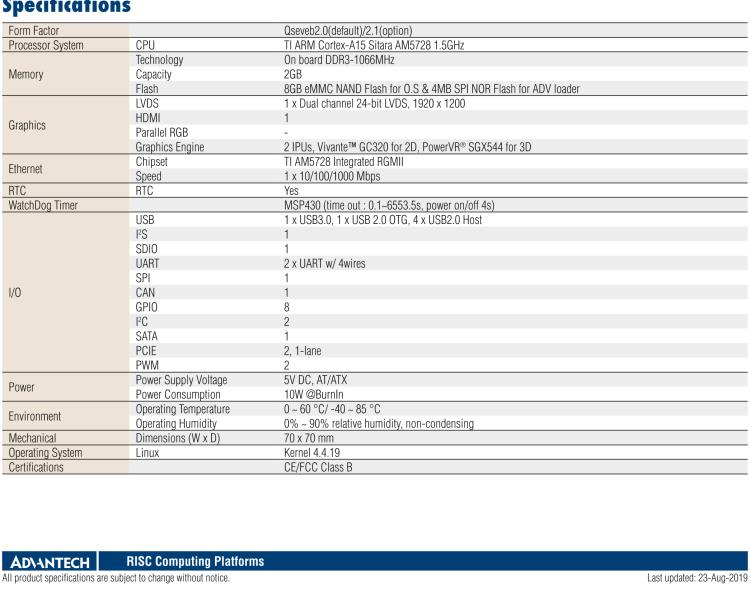 研華ROM-7510 基于ARM Cortex-A15 TI AM5728高性能SoC和DSP多核異構Q7模塊