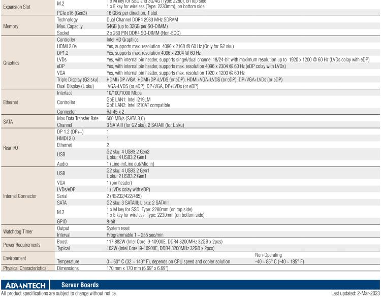 研華AIMB-277 適配Intel? 第10代 Core? i 系列處理器，搭載Q470E芯片組。性能強(qiáng)勁，適用于高端應(yīng)用領(lǐng)域。