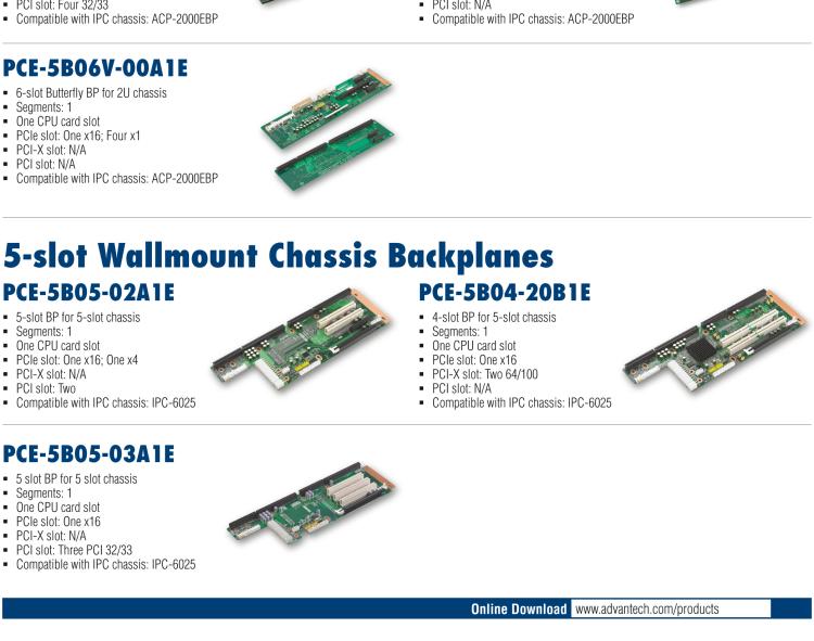 研華PCE-5B06V 6-slot Butterfly BP for 2U chassis