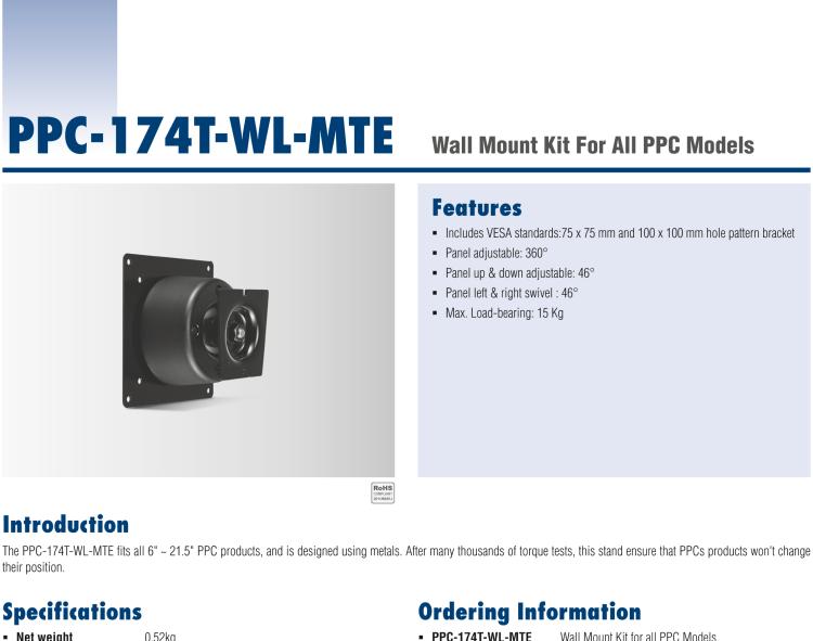 研華PPC-174T-WL-MTE 適用于所有PPC型號(hào)的壁掛套件