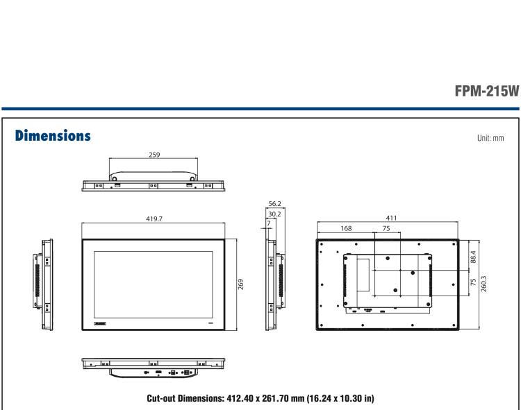 研華FPM-215W 15.6寸WXGA工業(yè)顯示器，支持多點(diǎn)觸控，支持 HDMI端口