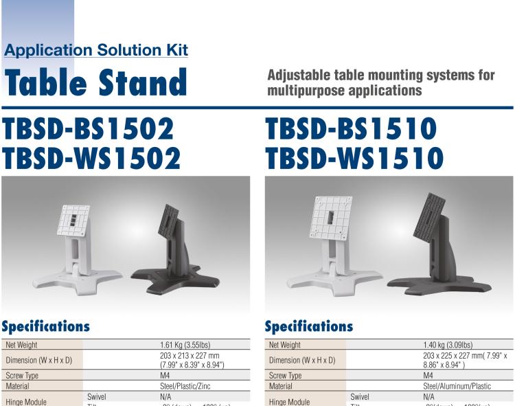 研華TBSD-BTS011 Adjustable table mounting systems for multipurpose applications