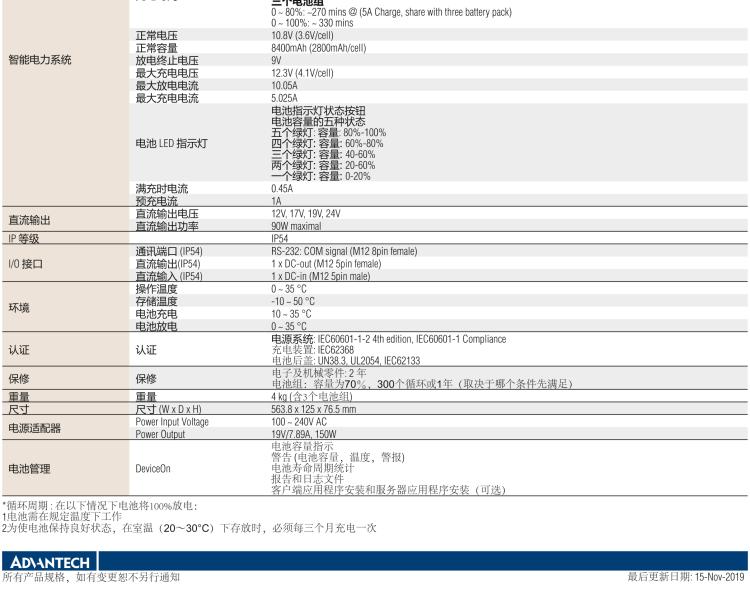 研華POC-IPSM90 270Wh 智能電源系統(tǒng)， 包含 3 × 90Wh 的鋰電子電池組