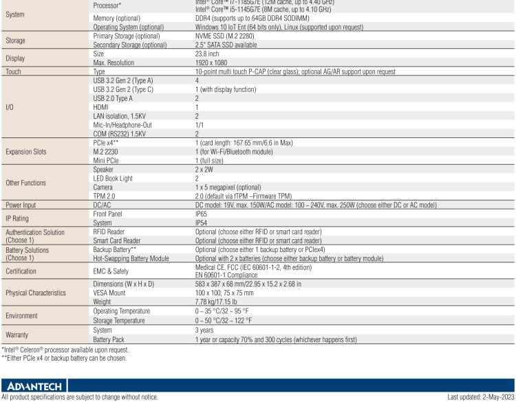 研華POC-624 23.8"高性能醫(yī)用一體機(jī)，可用于多種醫(yī)療應(yīng)用